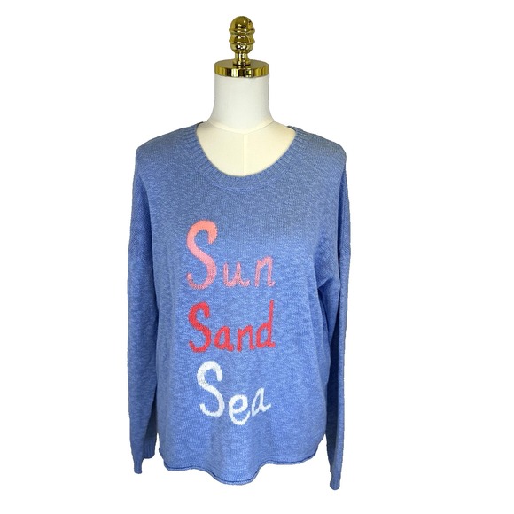 LILLY PULITZER Womens Sz L Pippy Sweater Blue Peri Sun Sand Sea NWOT $138 Preppy - Picture 2 of 13